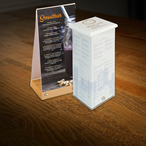 table top display, countertop display, table top menu holder perfecto for you pub, restaurant or hotel