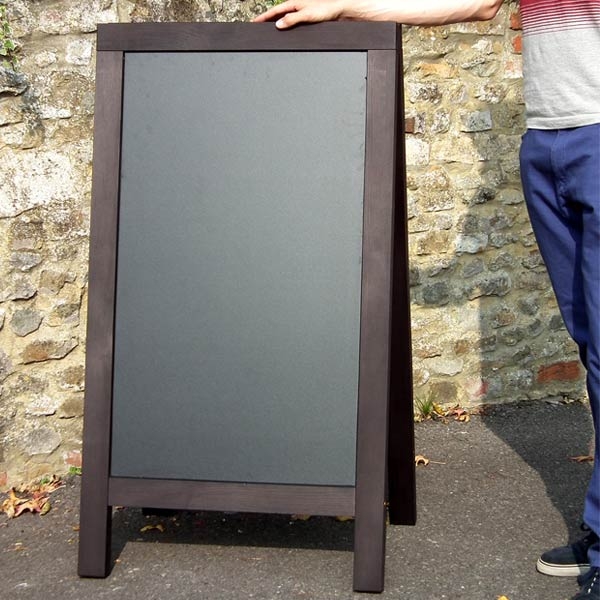 wooden A frames, pavement signs, A boards, chalk signs, outdoor signage, chalk a board, blackboards, chalkboards.