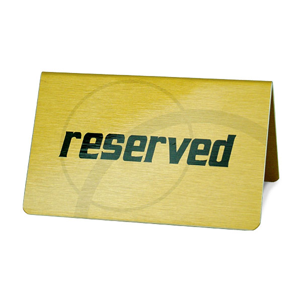 Brass Effect Reserved Table Signs.Set Of 5 Reserved Signs.Table Signs.Tent Sign 