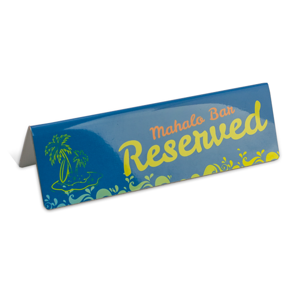 table displays, reservation signs, reserved signs, reserved table sign, reservation table sign, metal table sign, metal reservation signs.