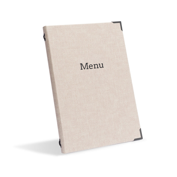 Menu Blocked in black on fabric material