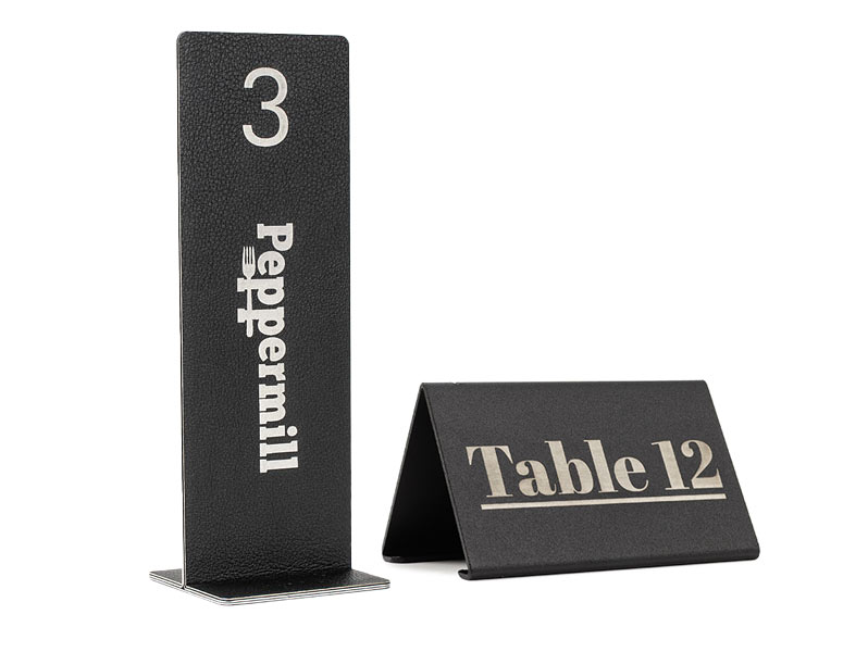 wooden and metal, engraved and printed accessories for hotel and restaurants 